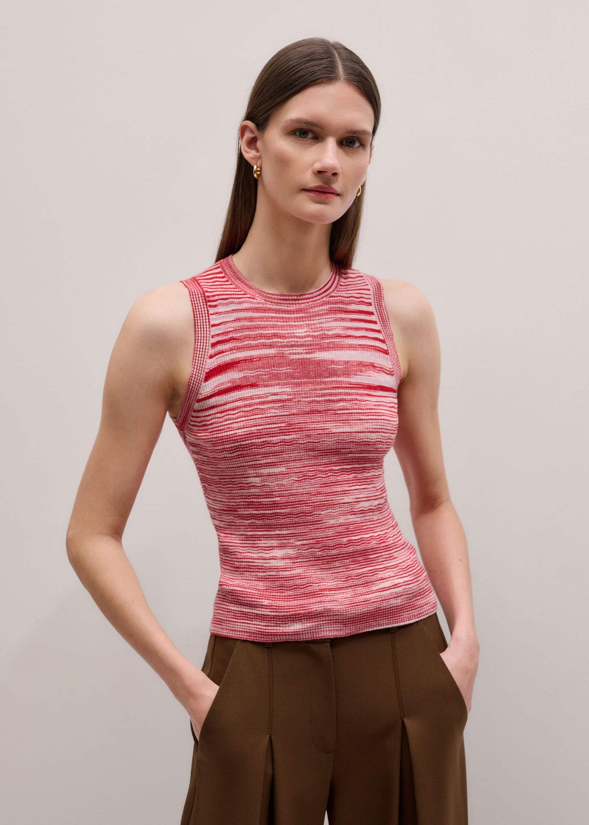 Red Spacedye Slim Fit Knit Vest | ME+EM Clothing