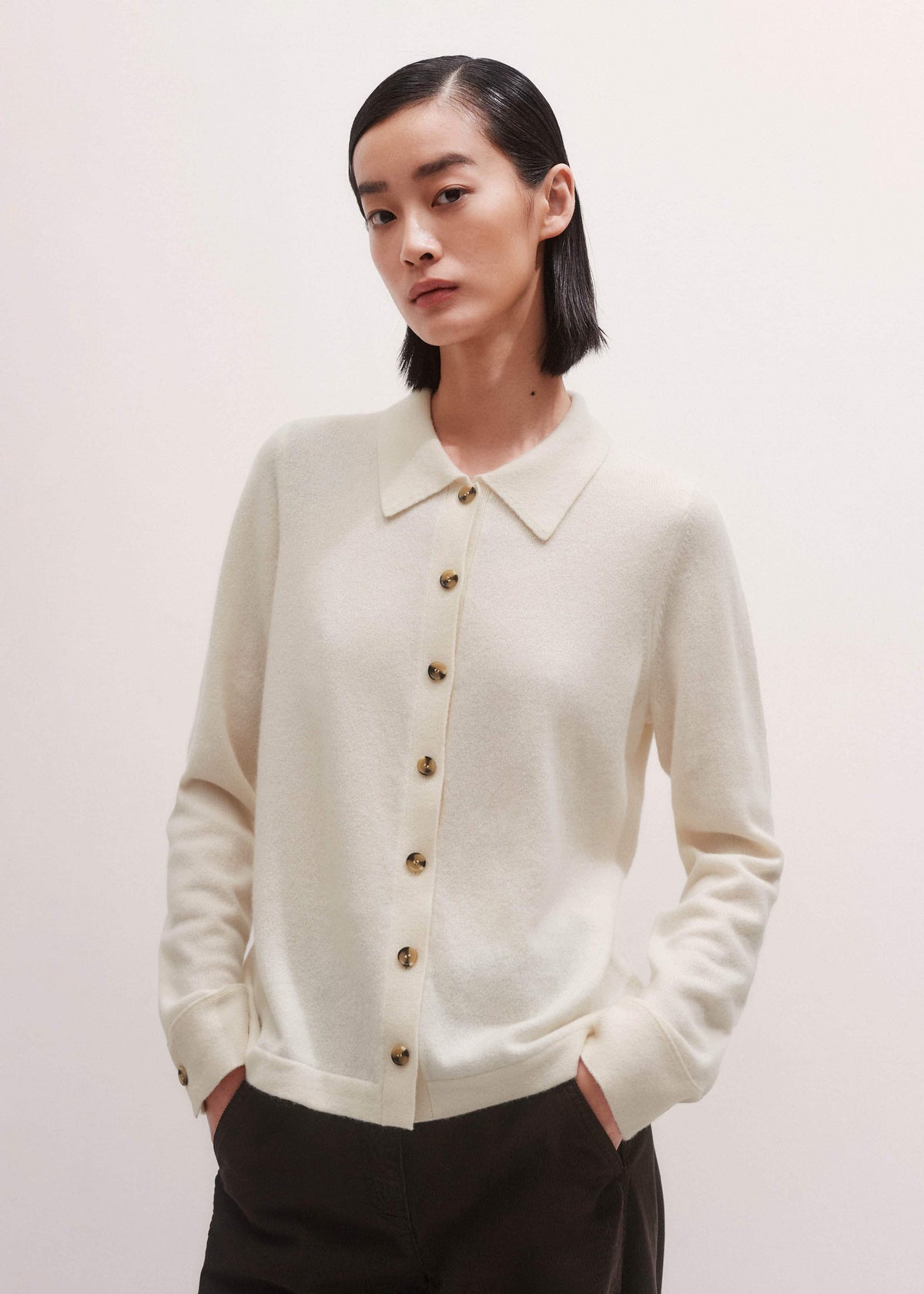 Cream Relaxed Knit Shirt | ME+EM Clothing