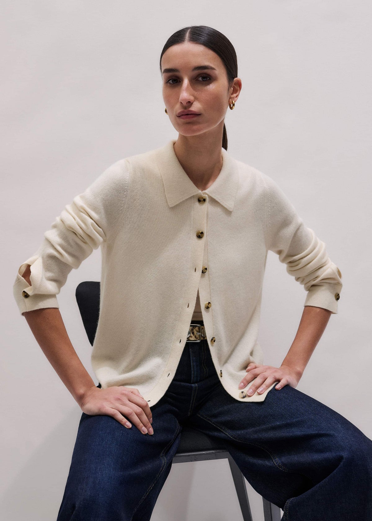 Cream Relaxed Knit Shirt | ME+EM Clothing