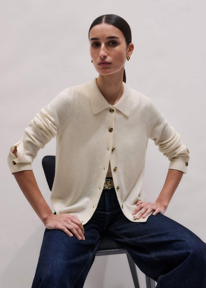 Cream Relaxed Knit Shirt | ME+EM Clothing