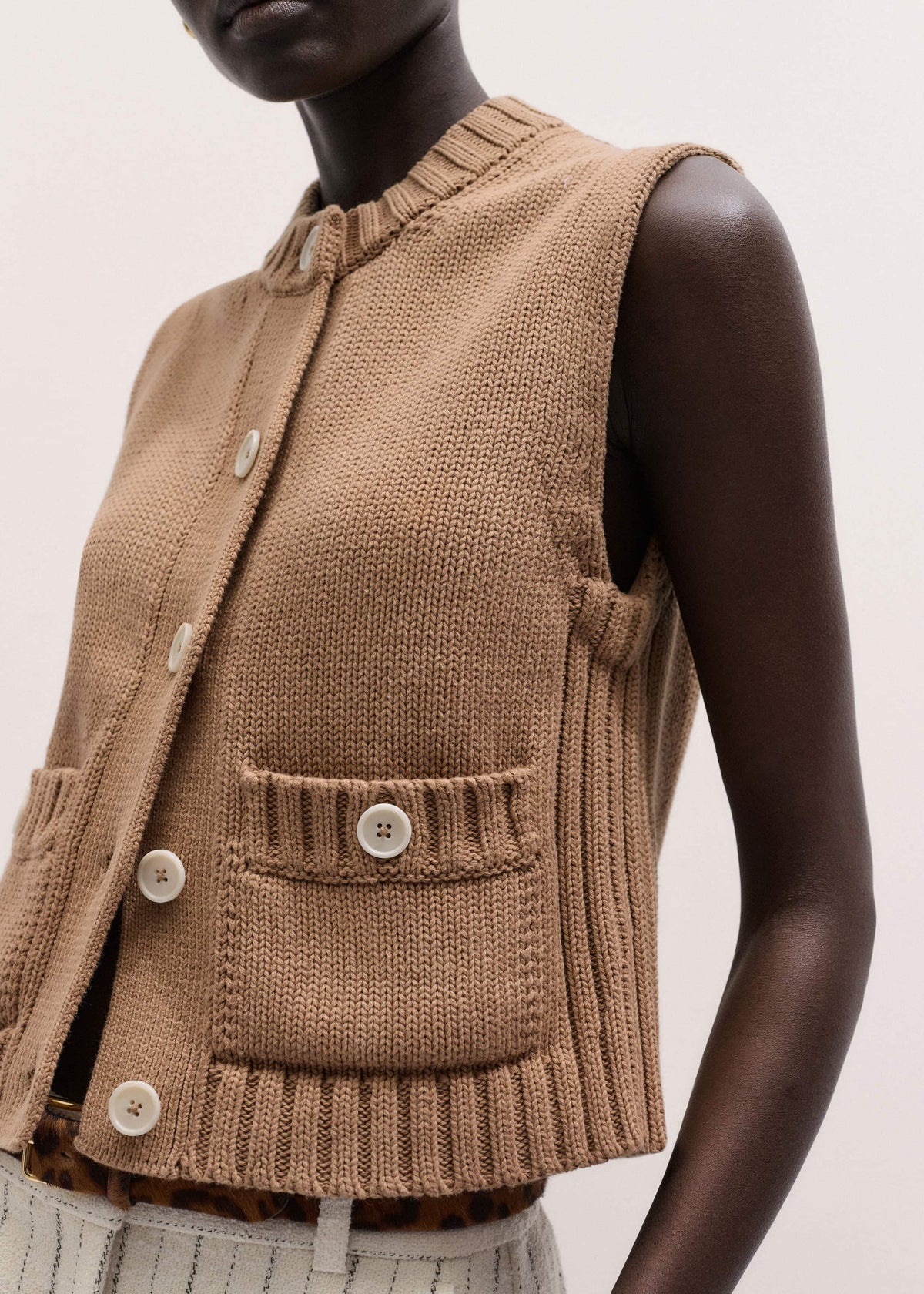 Brown Straight Crop Vest | ME+EM Clothing