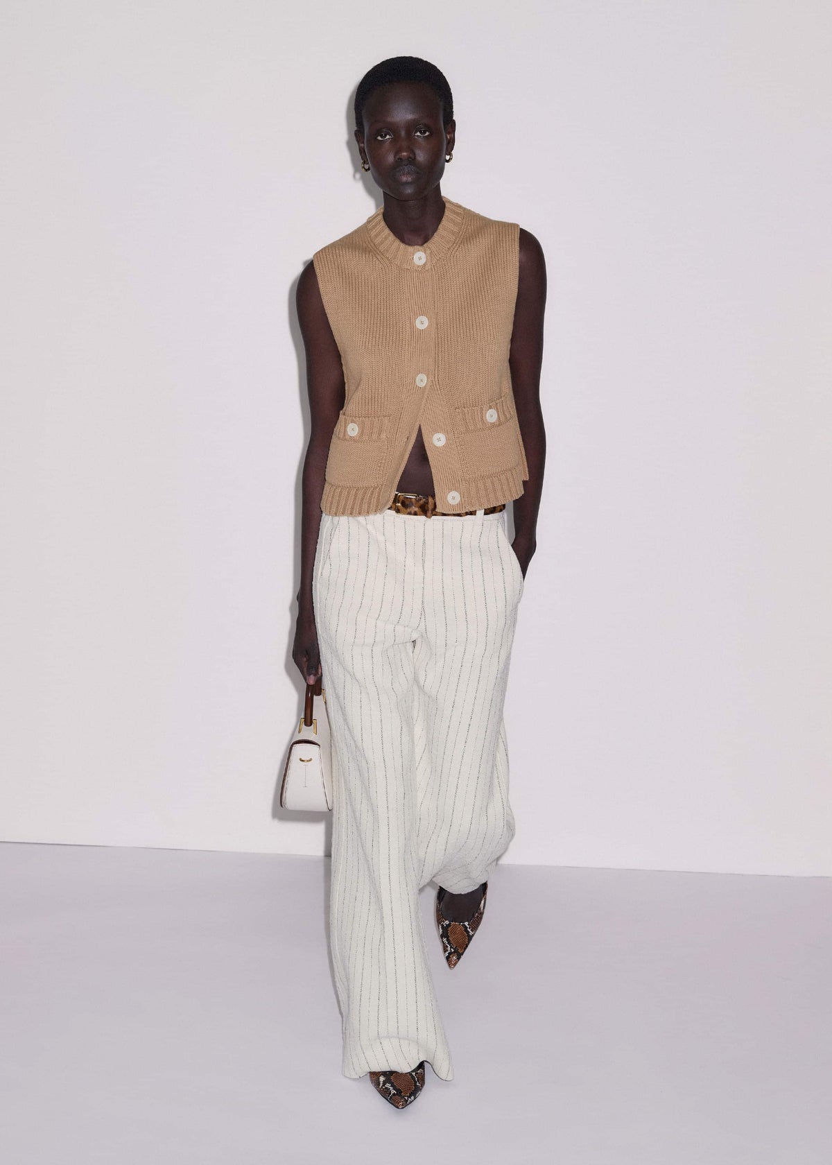 Brown Straight Crop Vest | ME+EM Clothing