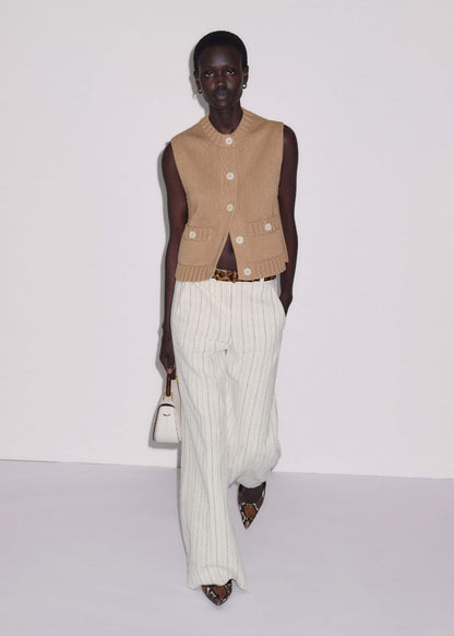 Brown Straight Crop Vest | ME+EM Clothing