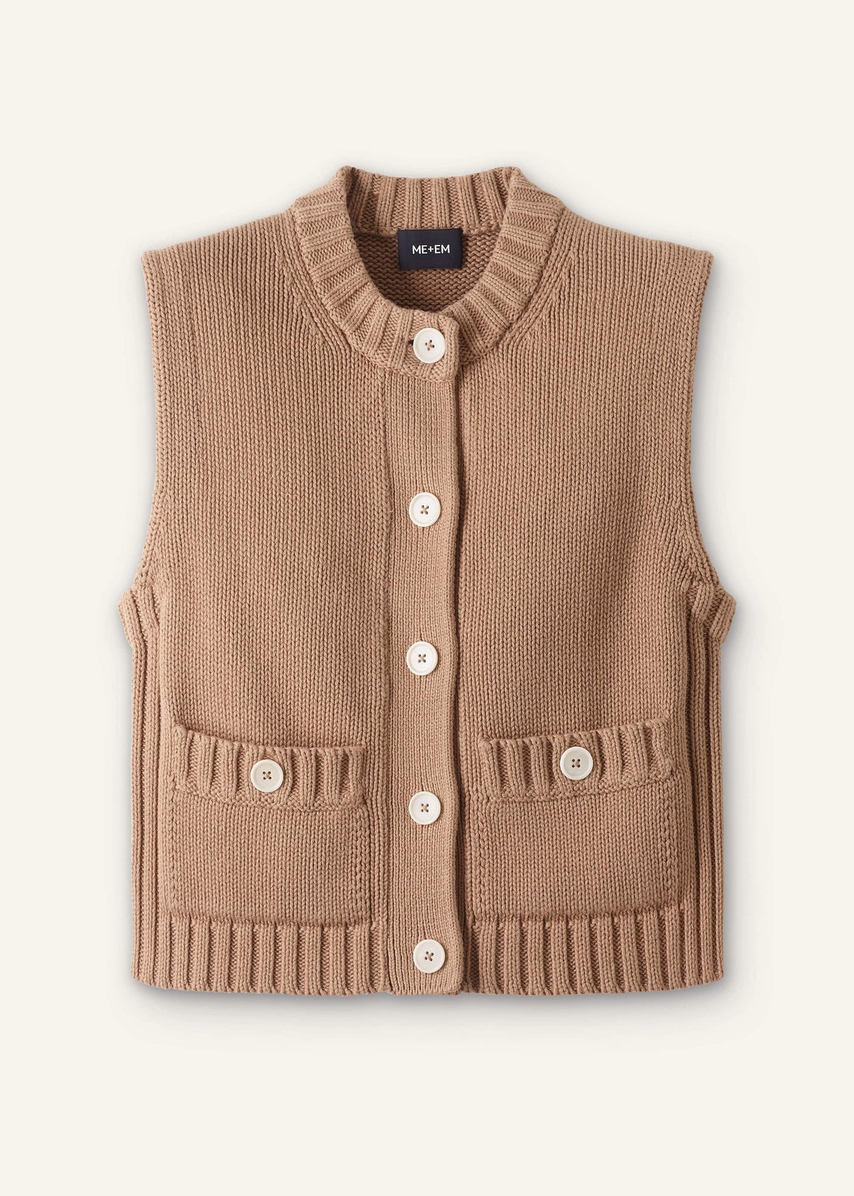Brown Straight Crop Vest | ME+EM Clothing