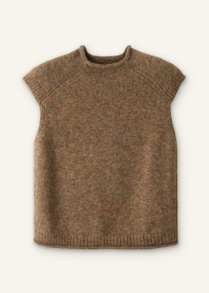 Brown Roll Trim Straight Layering Sweater Vest | ME+EM Clothing