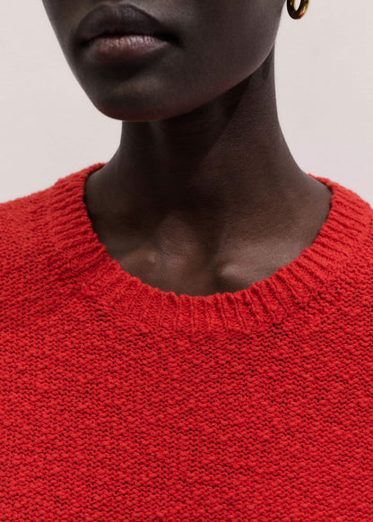 Red Bouclé Straight Baby Tee | ME+EM Clothing