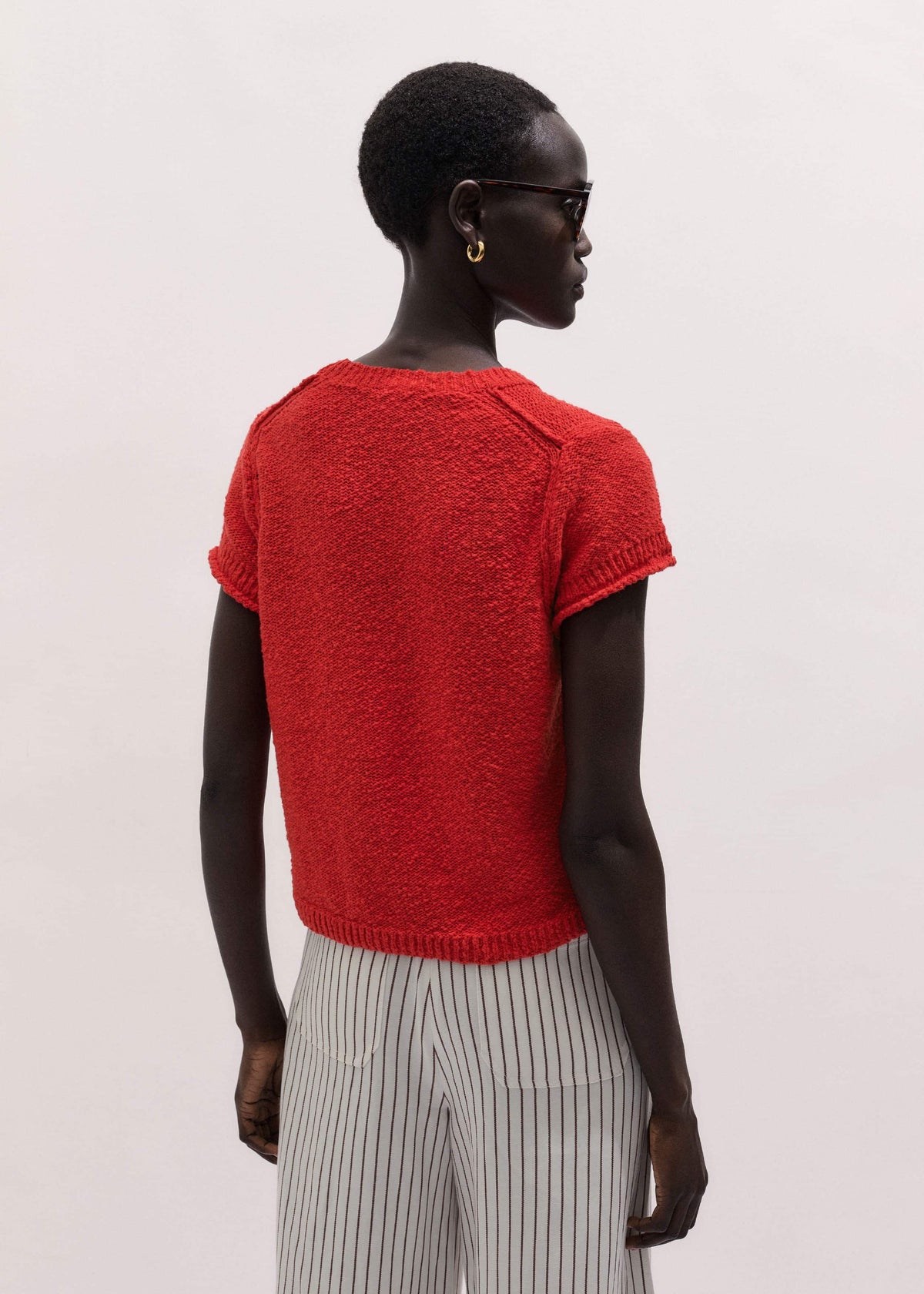 Red Bouclé Straight Baby Tee | ME+EM Clothing