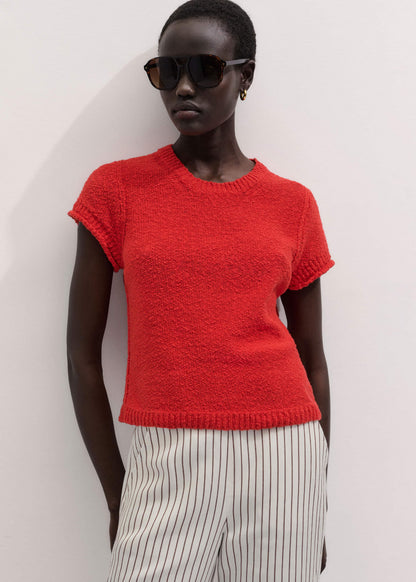 Red Bouclé Straight Baby Tee | ME+EM Clothing
