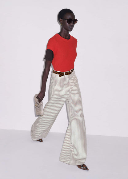 Red Bouclé Straight Baby Tee | ME+EM Clothing