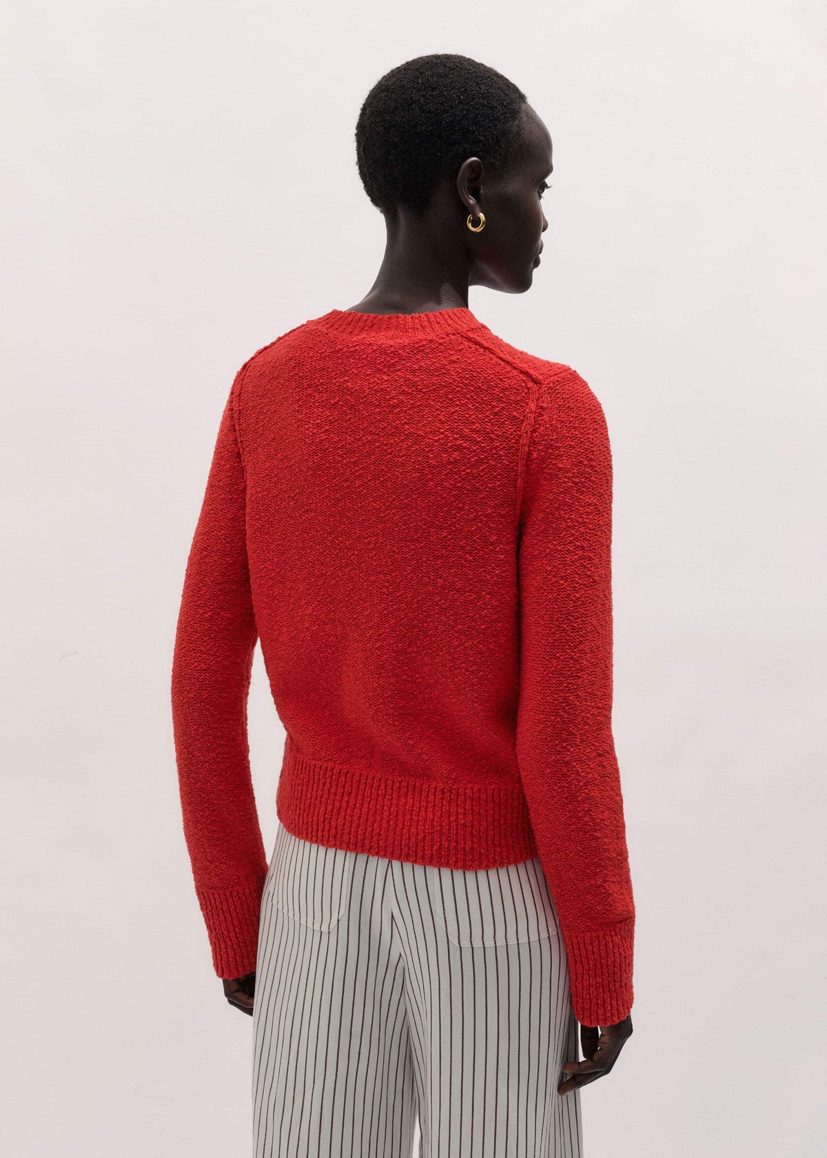 Red Bouclé Straight Knit Cardigan | ME+EM Clothing