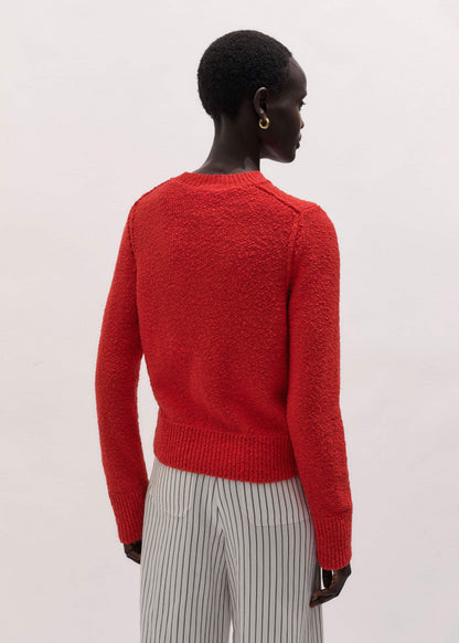 Red Bouclé Straight Knit Cardigan | ME+EM Clothing