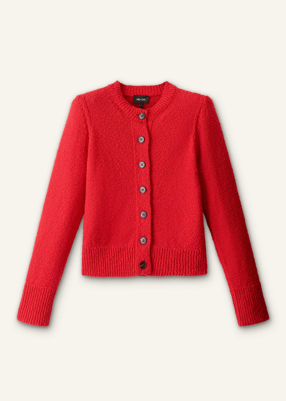 Red Bouclé Straight Knit Cardigan | ME+EM Clothing