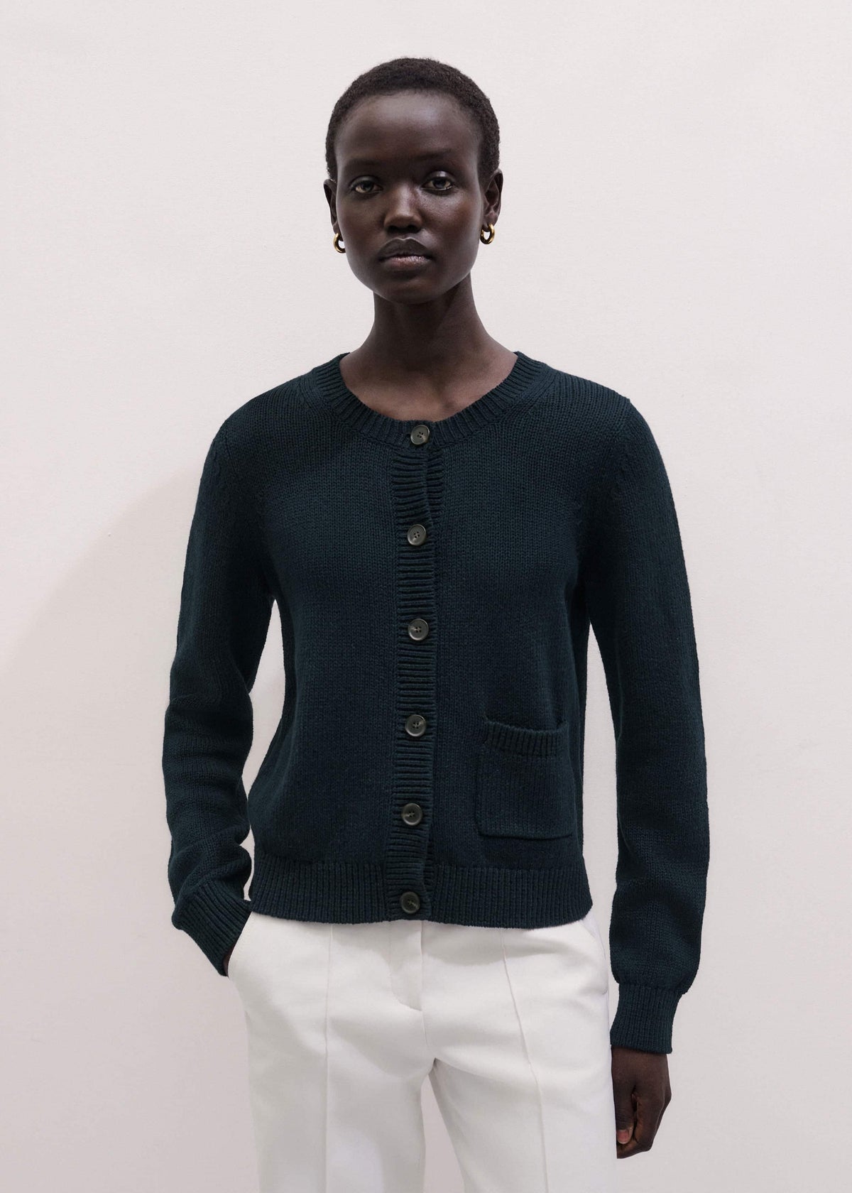 Navy Boxy Knit Straight Cardigan | ME+EM Clothing