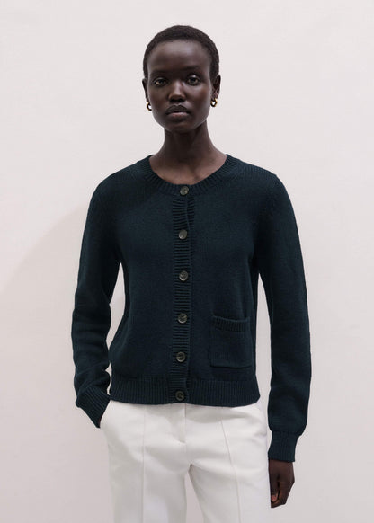 Navy Boxy Knit Straight Cardigan | ME+EM Clothing