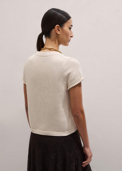 Vanilla Shrunken Straight Knit Baby Tee | ME+EM Clothing