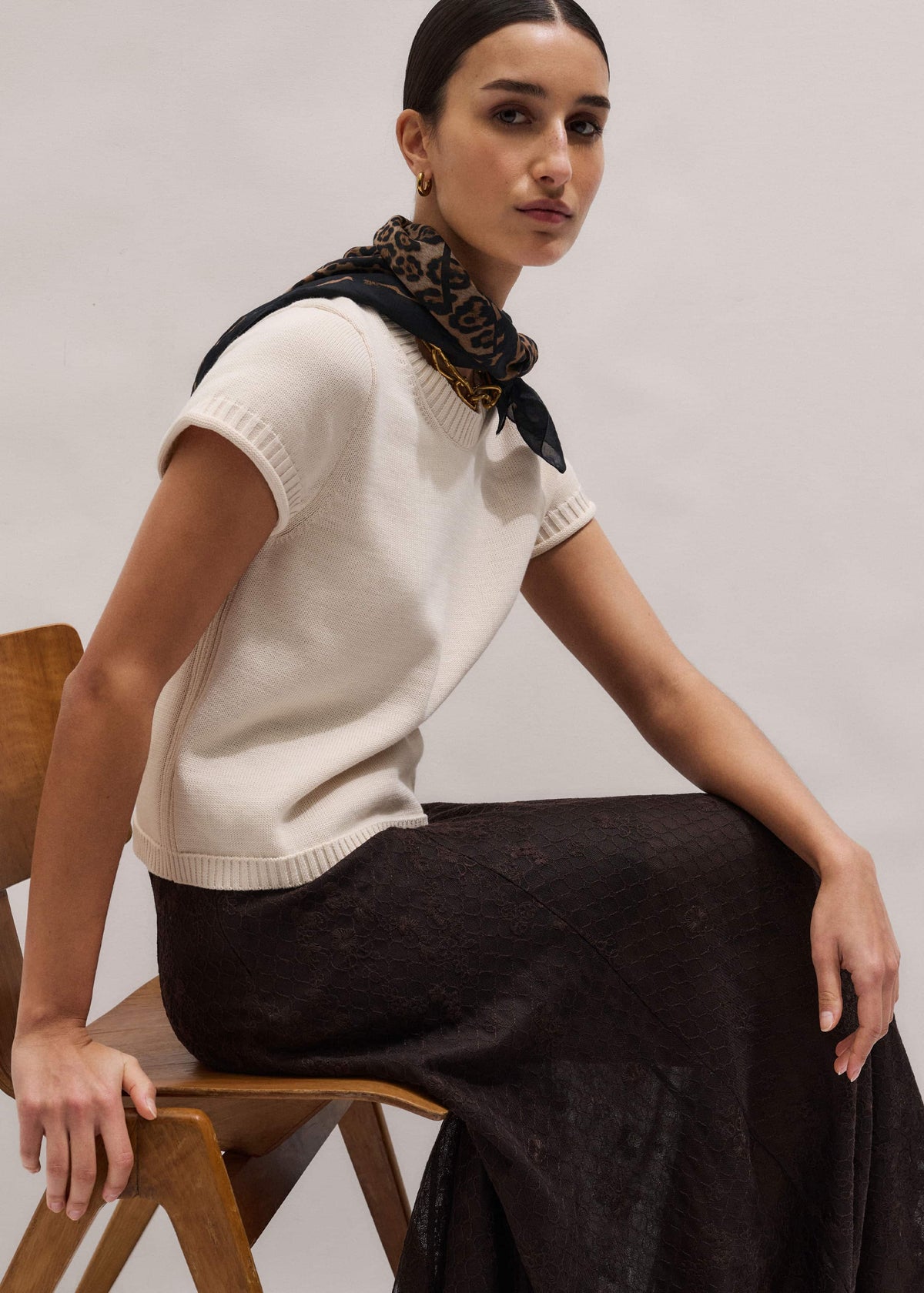 Vanilla Shrunken Straight Knit Baby Tee | ME+EM Clothing