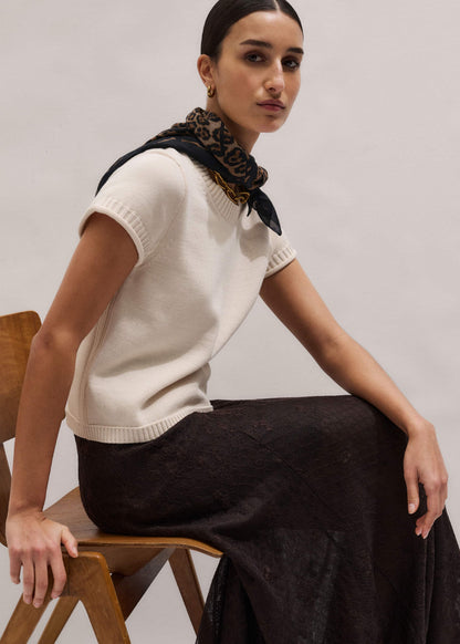 Vanilla Shrunken Straight Knit Baby Tee | ME+EM Clothing