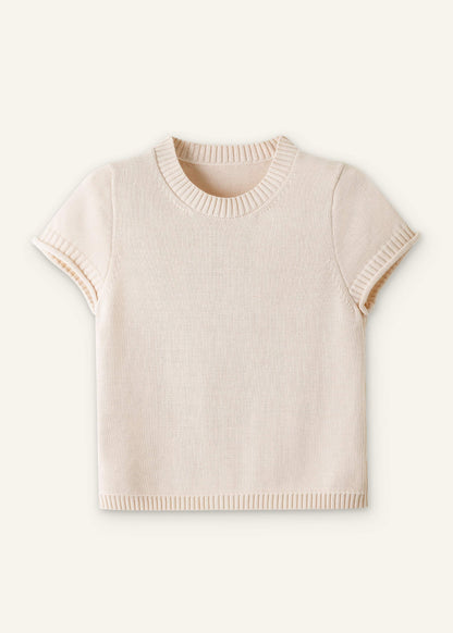 Vanilla Shrunken Straight Knit Baby Tee | ME+EM Clothing