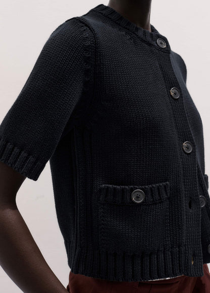 Black Straight Knit Cardigan | ME+EM Clothing