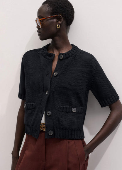 Black Straight Knit Cardigan | ME+EM Clothing