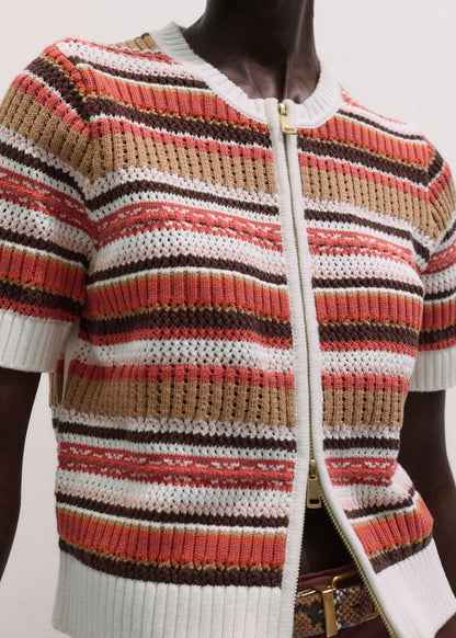 Cinnamon Brown Double Zip Knit Tee | ME+EM Clothing