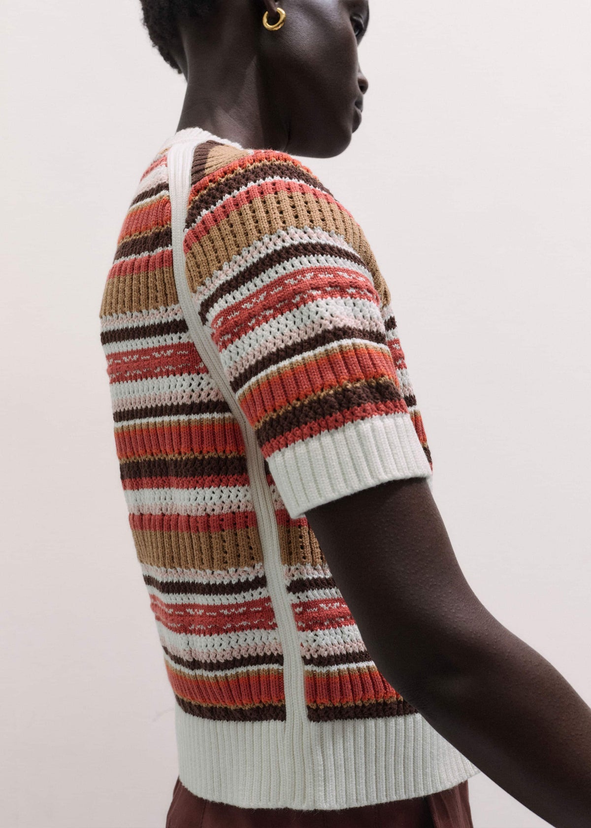 Cinnamon Brown Double Zip Knit Tee | ME+EM Clothing