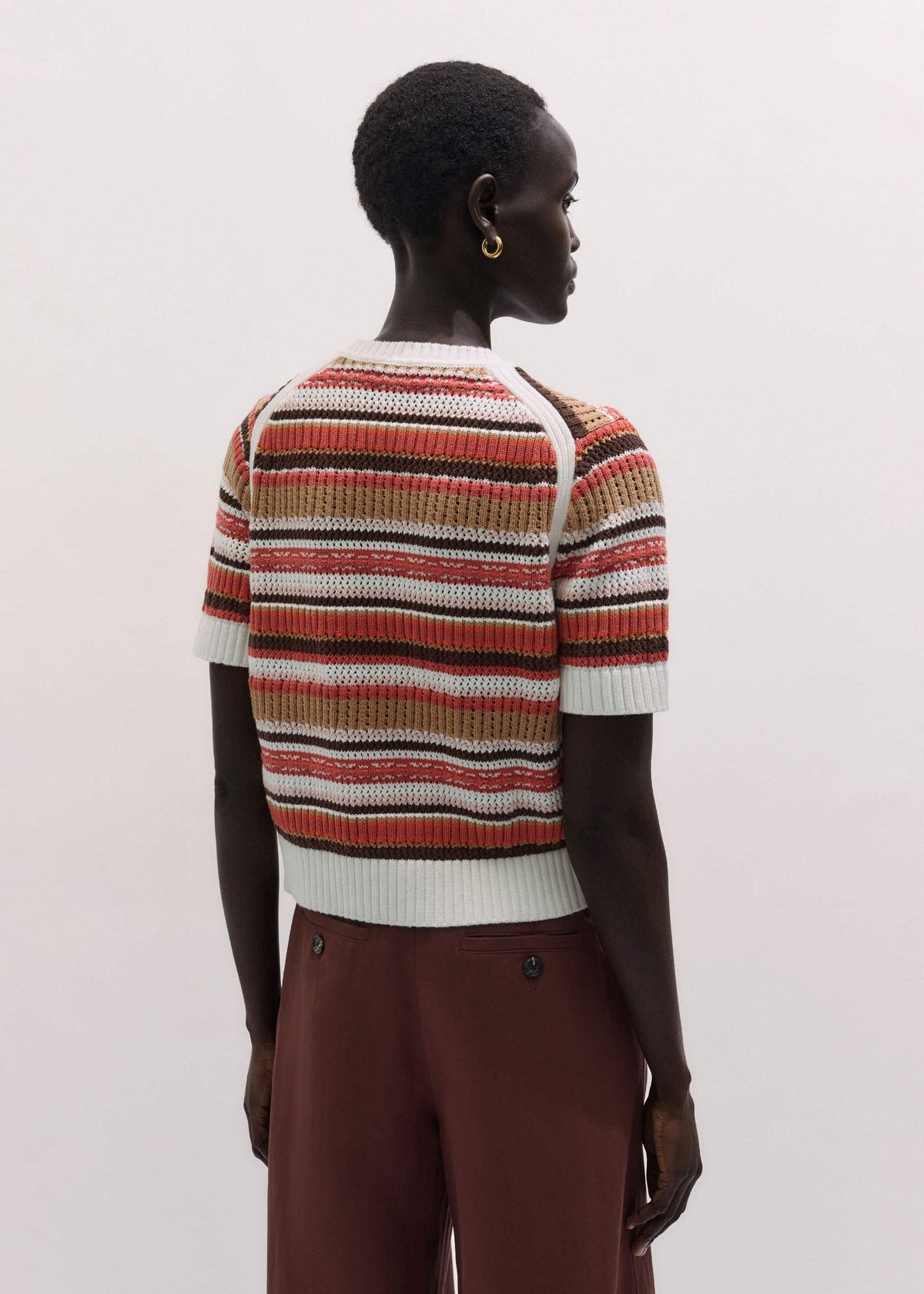 Cinnamon Brown Double Zip Knit Tee | ME+EM Clothing