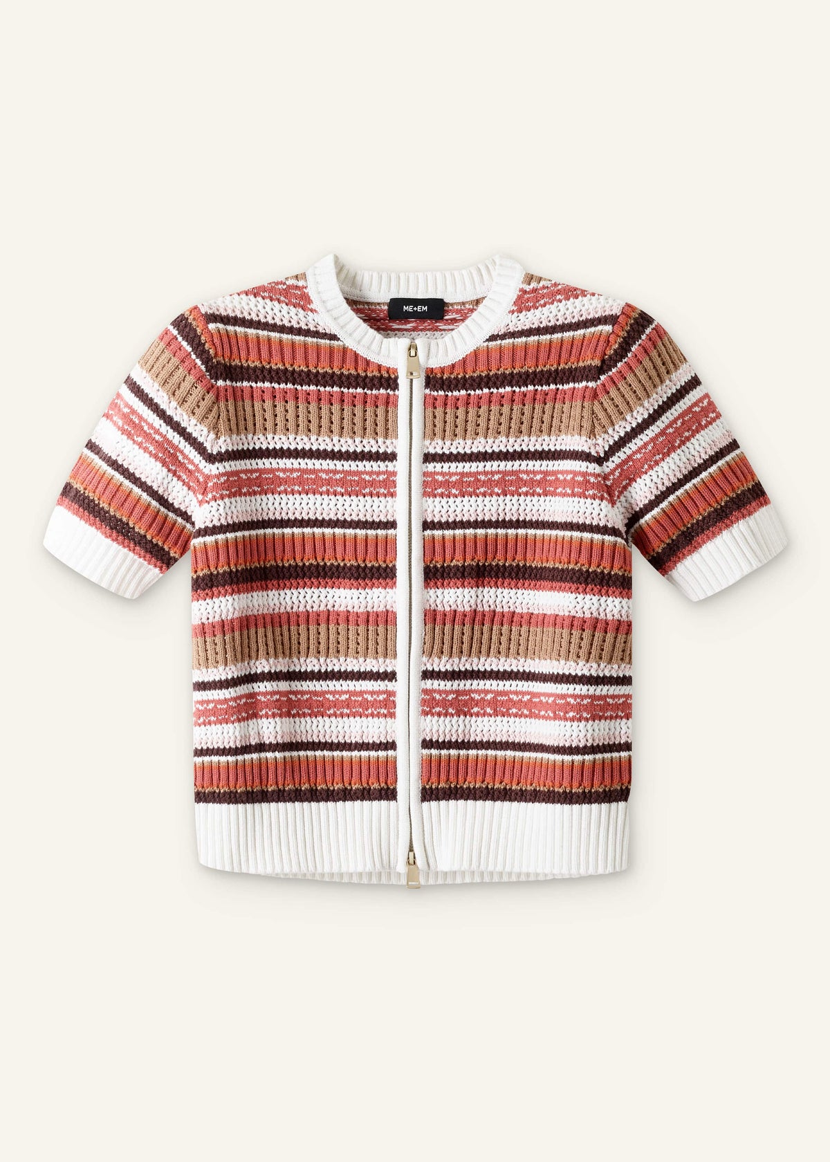 Cinnamon Brown Double Zip Knit Tee | ME+EM Clothing
