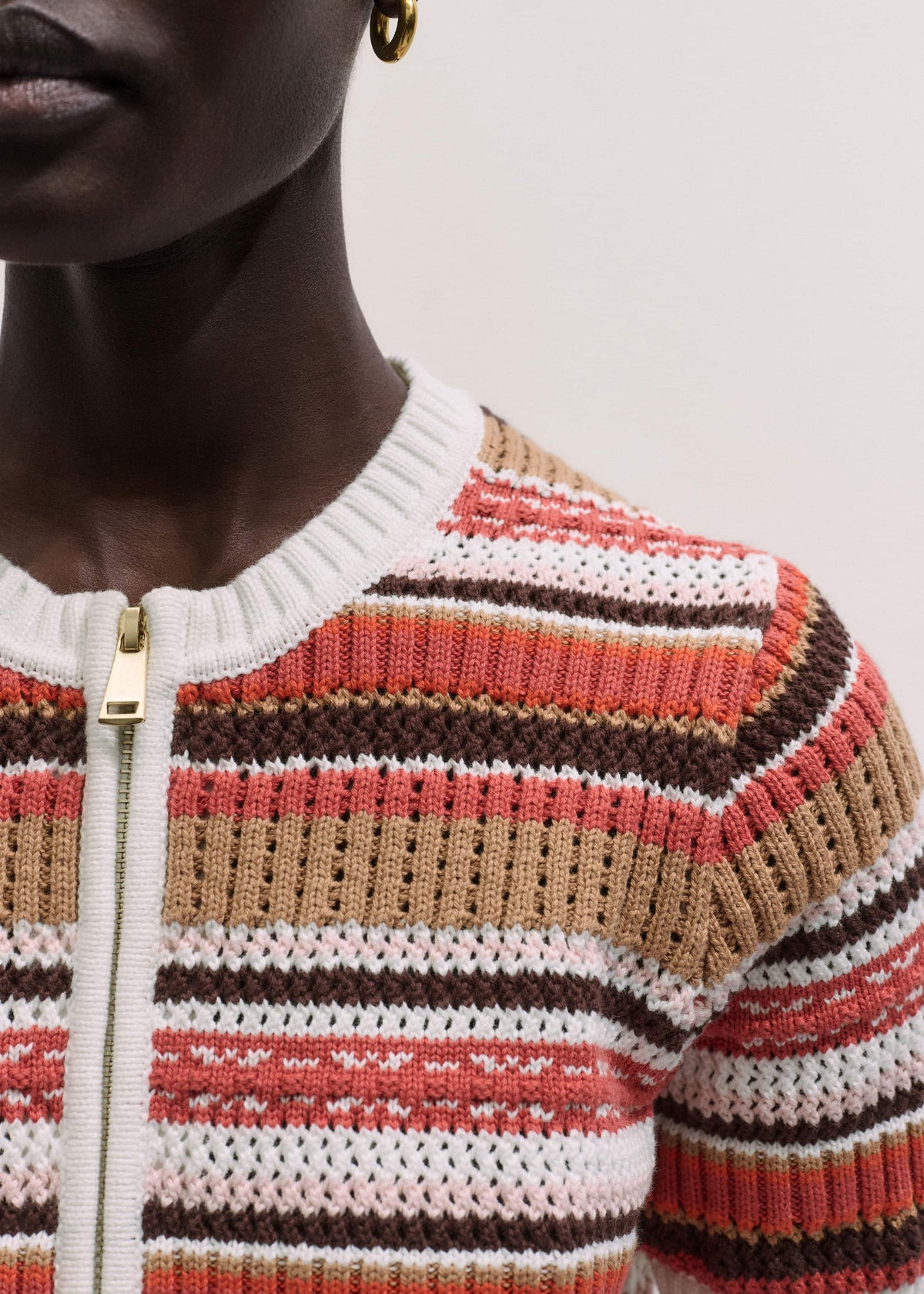 Cinnamon Brown Double Zip Knit Tee | ME+EM Clothing