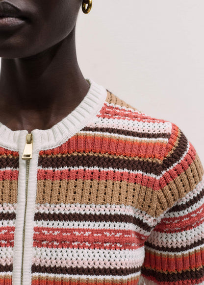 Cinnamon Brown Double Zip Knit Tee | ME+EM Clothing