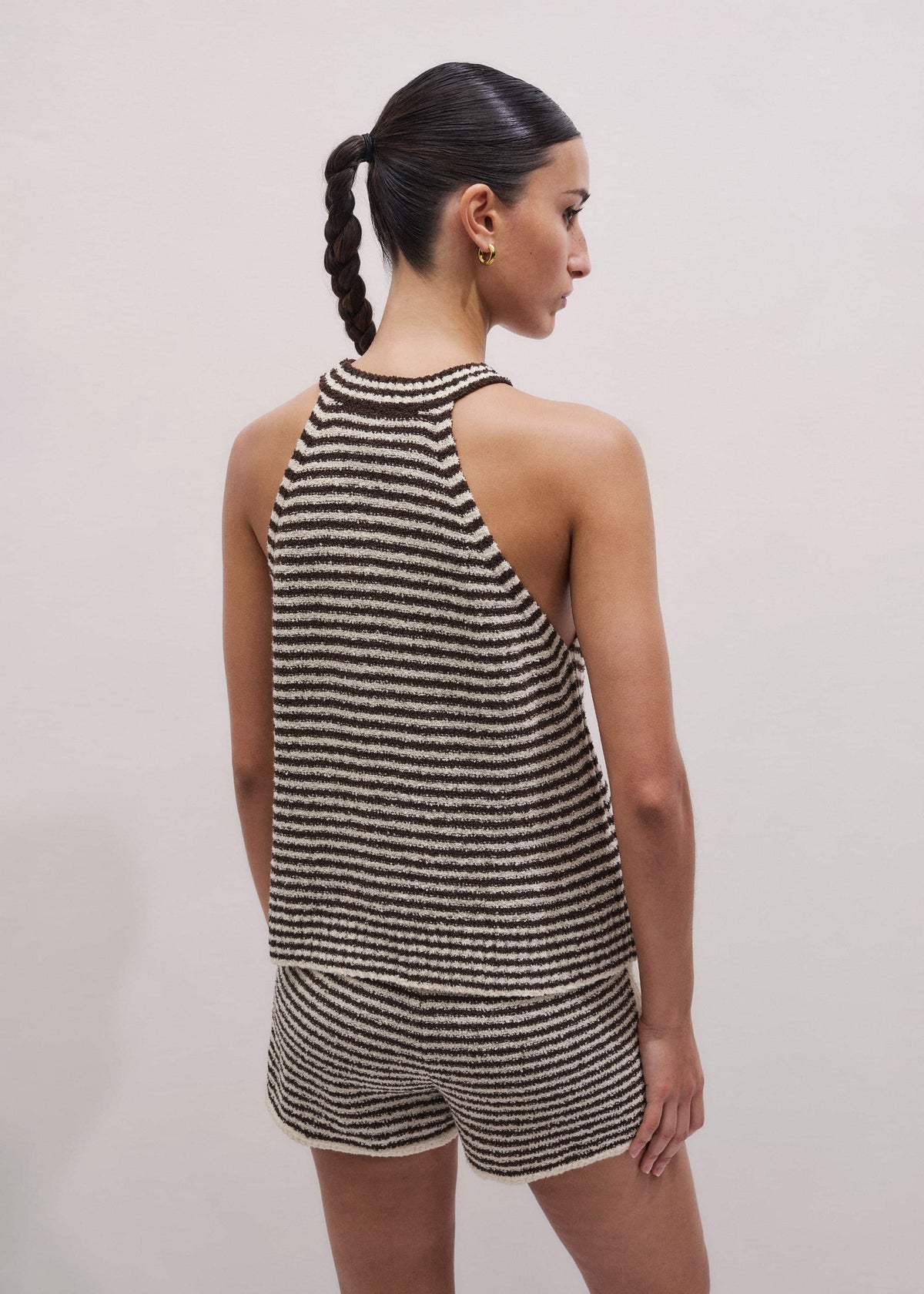 Brown Stripe Halterneck Tank | ME+EM Clothing