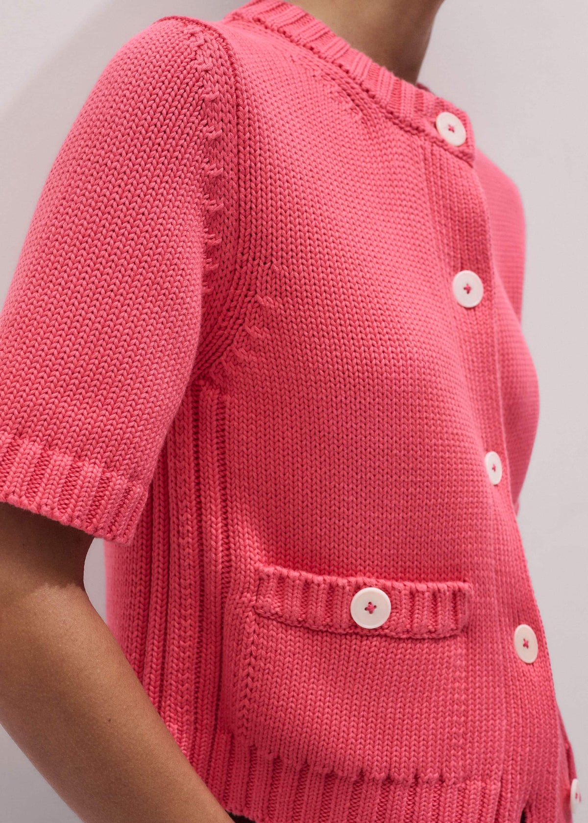 Pink Straight Knit Cardigan | ME+EM Clothing