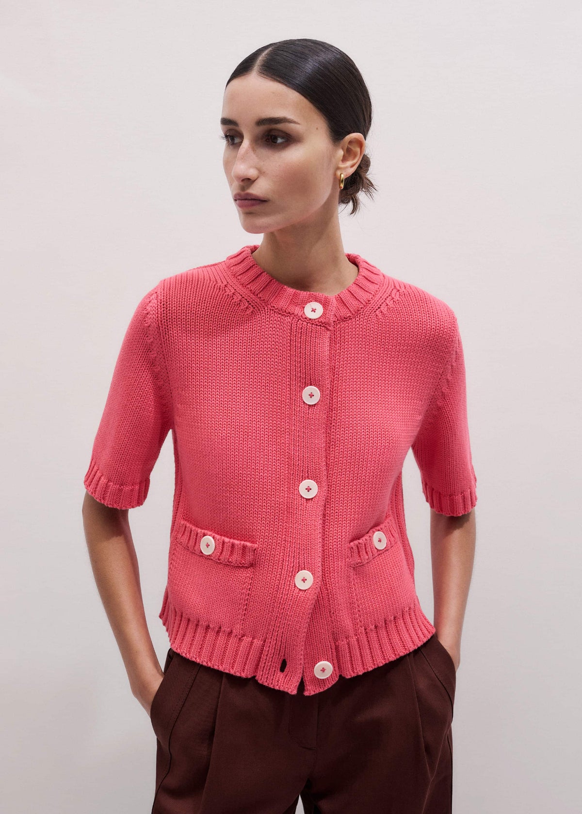 Pink Straight Knit Cardigan | ME+EM Clothing