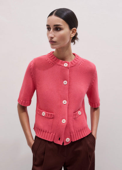 Pink Straight Knit Cardigan | ME+EM Clothing