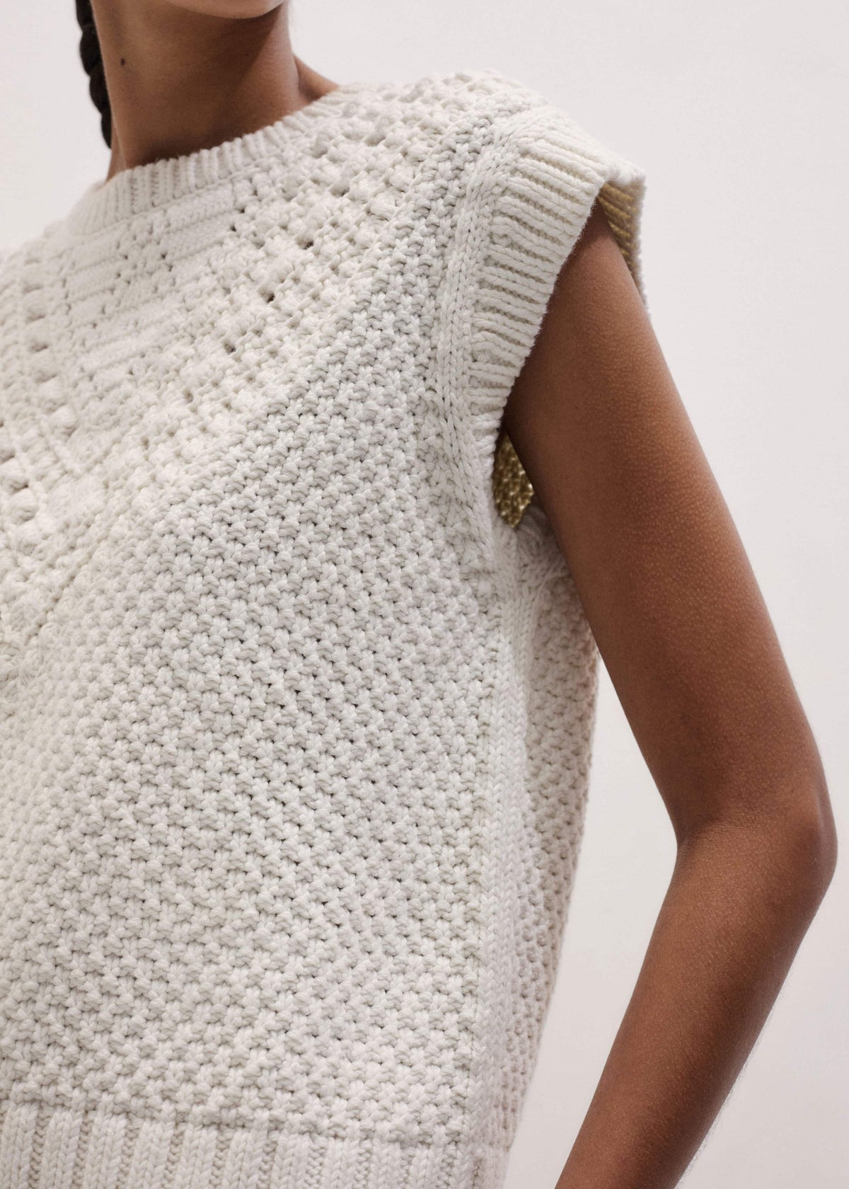 Cream Relaxed Knit Vest | ME+EM Clothing