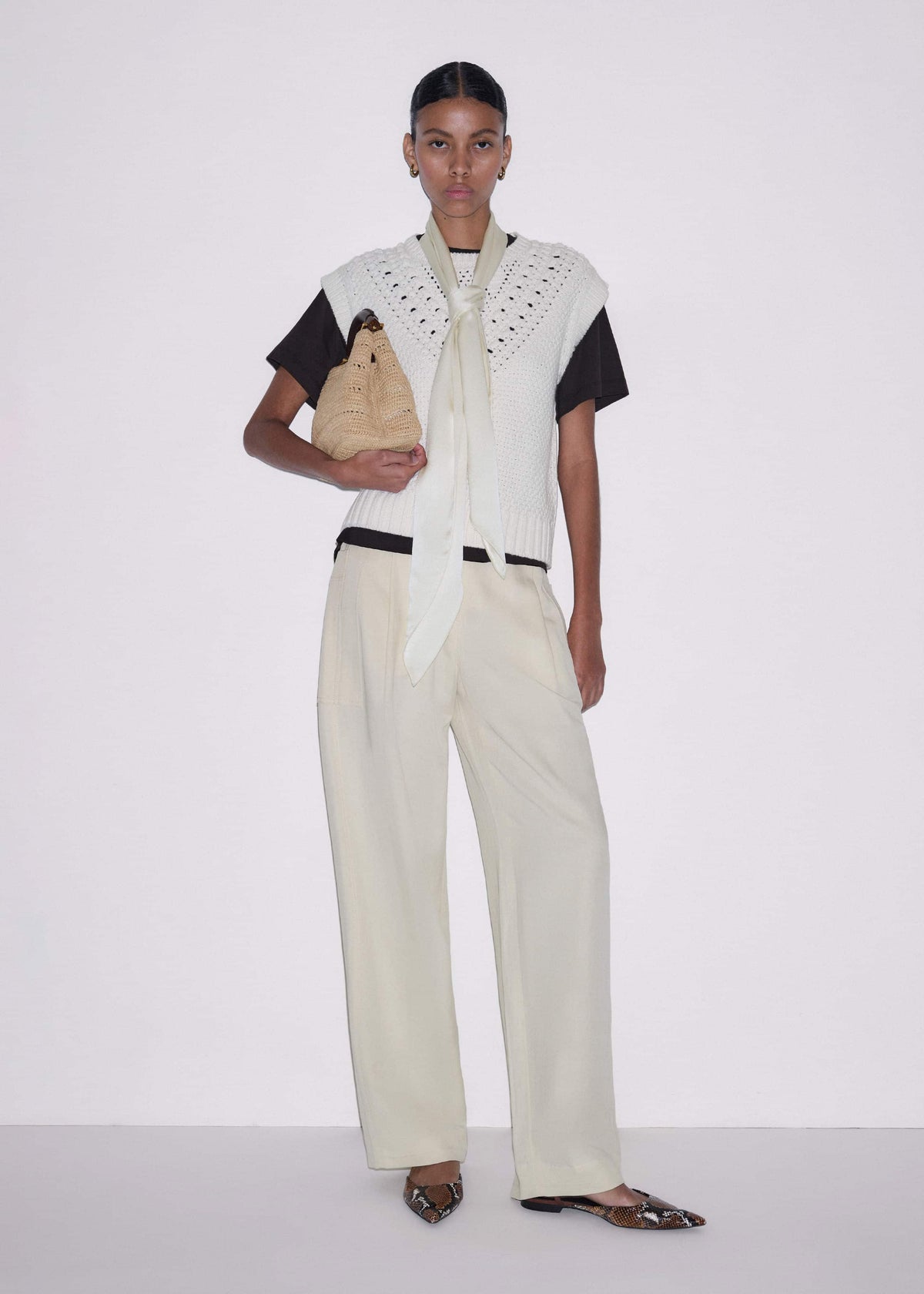 Cream Relaxed Knit Vest | ME+EM Clothing