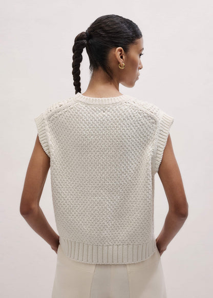 Cream Relaxed Knit Vest | ME+EM Clothing