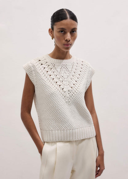 Cream Relaxed Knit Vest | ME+EM Clothing