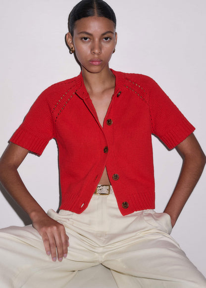 Red Short Sleeve Cardigan | ME+EM Clothing