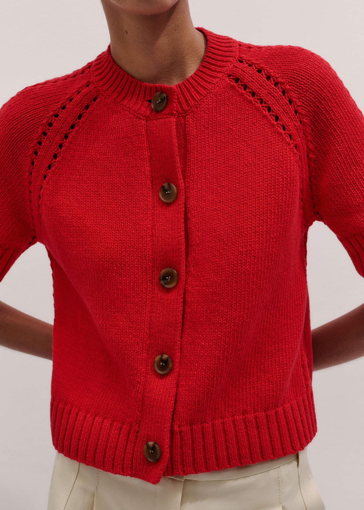 Red Short Sleeve Cardigan | ME+EM Clothing