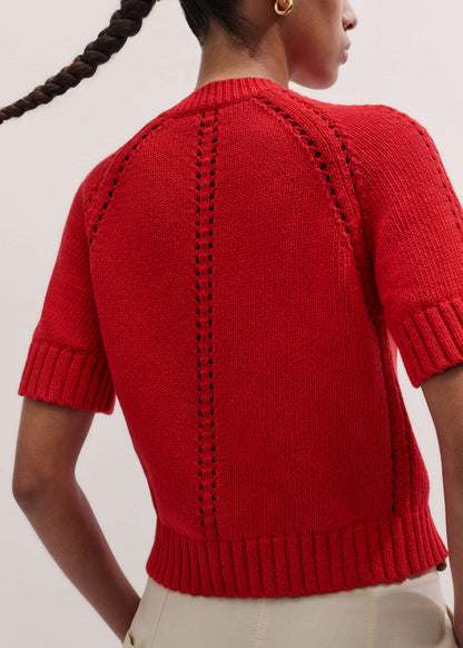 Red Short Sleeve Cardigan | ME+EM Clothing