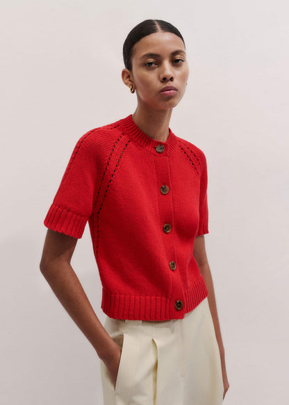 Red Short Sleeve Cardigan | ME+EM Clothing