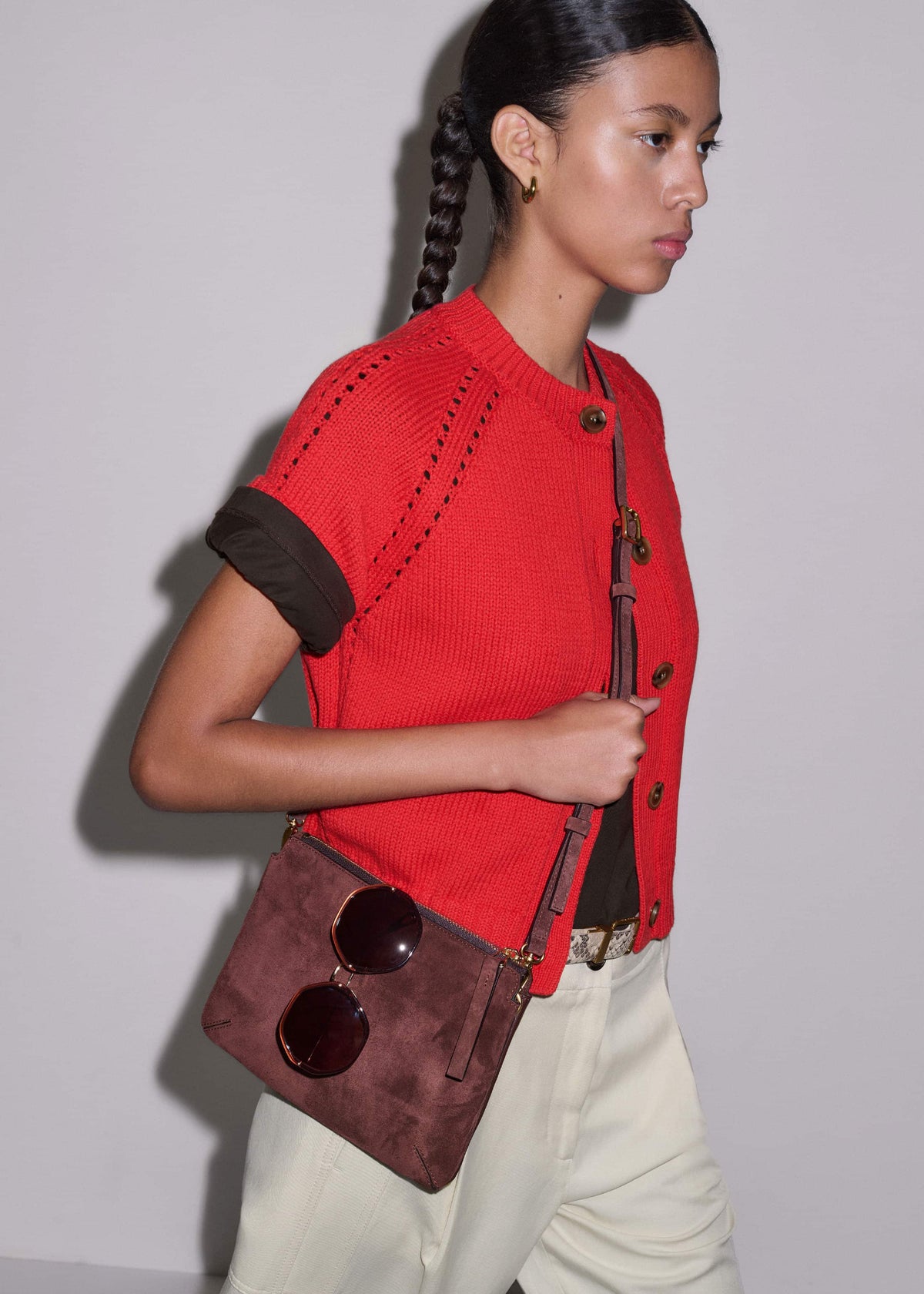 Red Short Sleeve Cardigan | ME+EM Clothing