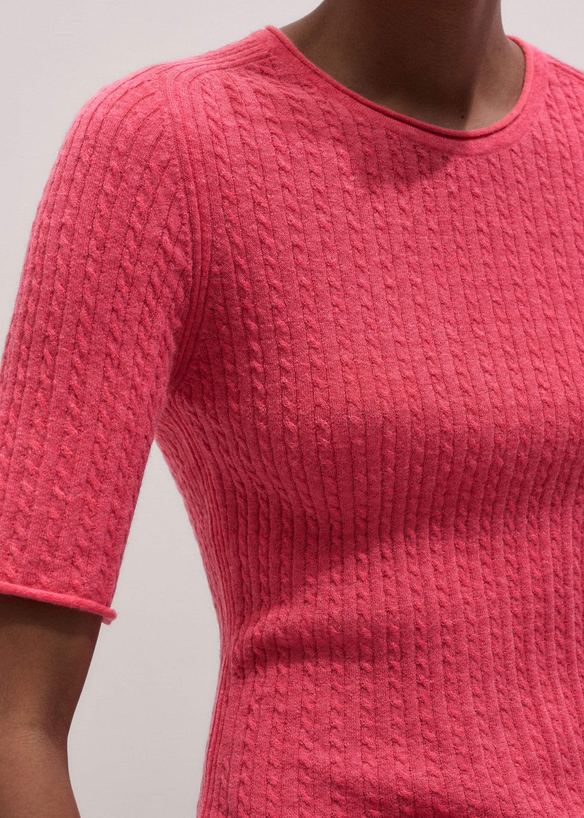 Pink Lofty Cable Slim Tee | ME+EM Clothing