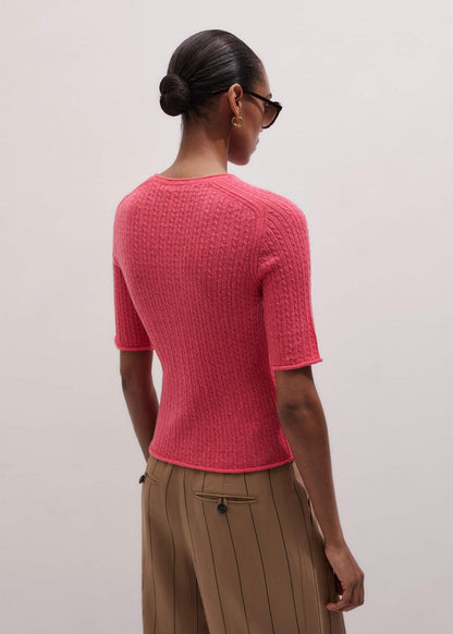 Pink Lofty Cable Slim Tee | ME+EM Clothing