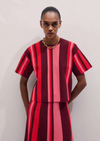 Pink Milano Stripe Relaxed Knit Tee | ME+EM Clothing