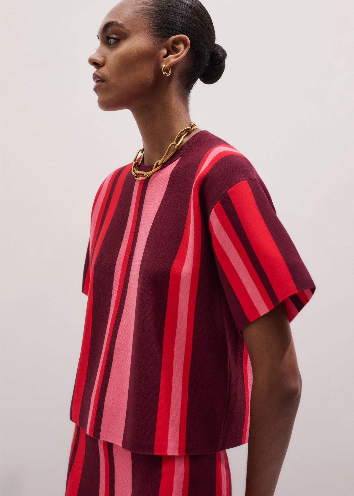 Pink Milano Stripe Relaxed Knit Tee | ME+EM Clothing