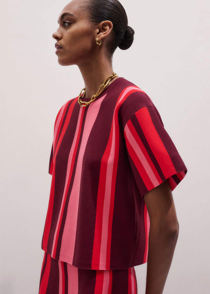 Pink Milano Stripe Relaxed Knit Tee | ME+EM Clothing