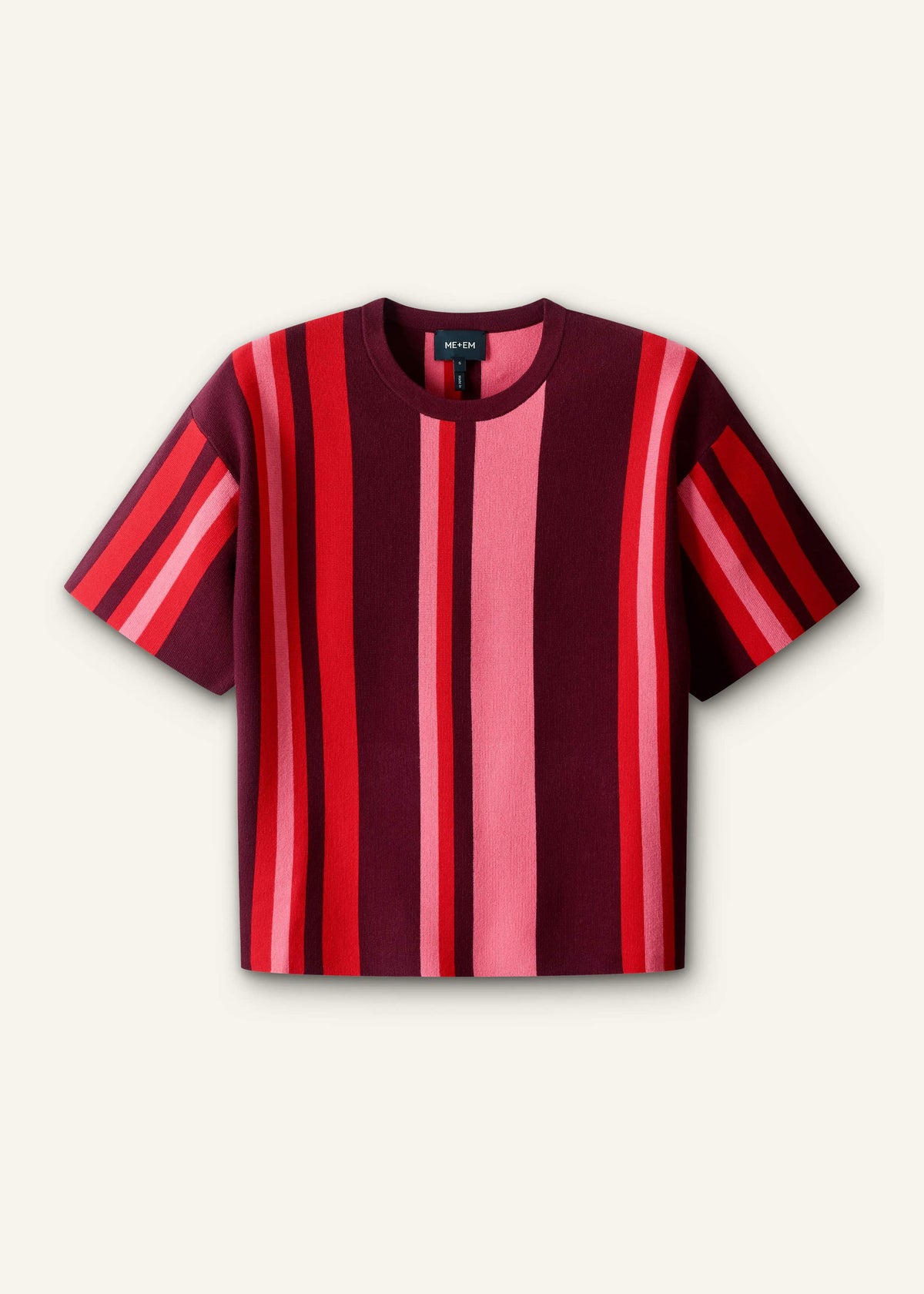 Pink Milano Stripe Relaxed Knit Tee | ME+EM Clothing