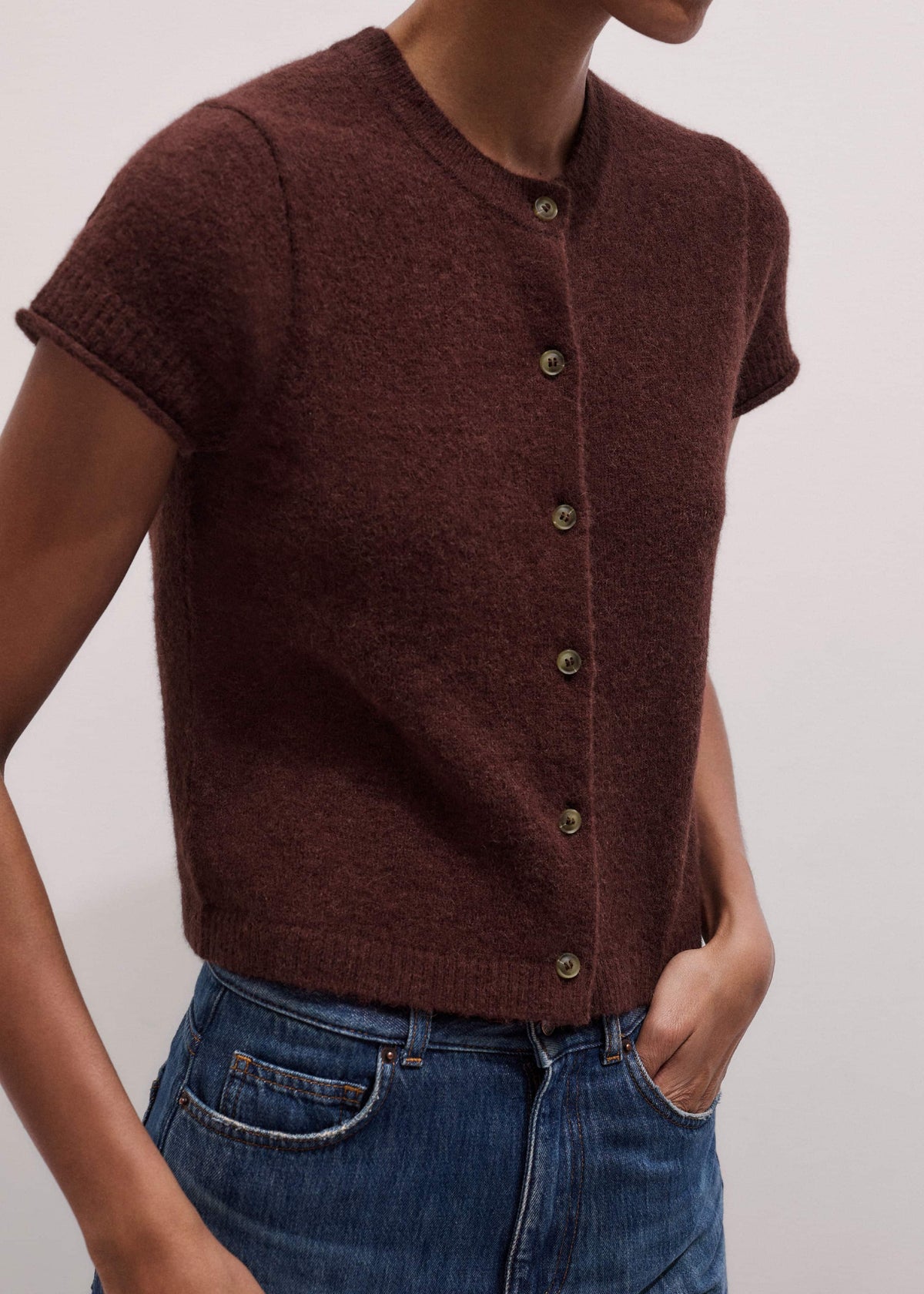 Cinnamon Alpaca Button-Through Knit Baby Tee | ME+EM Clothing